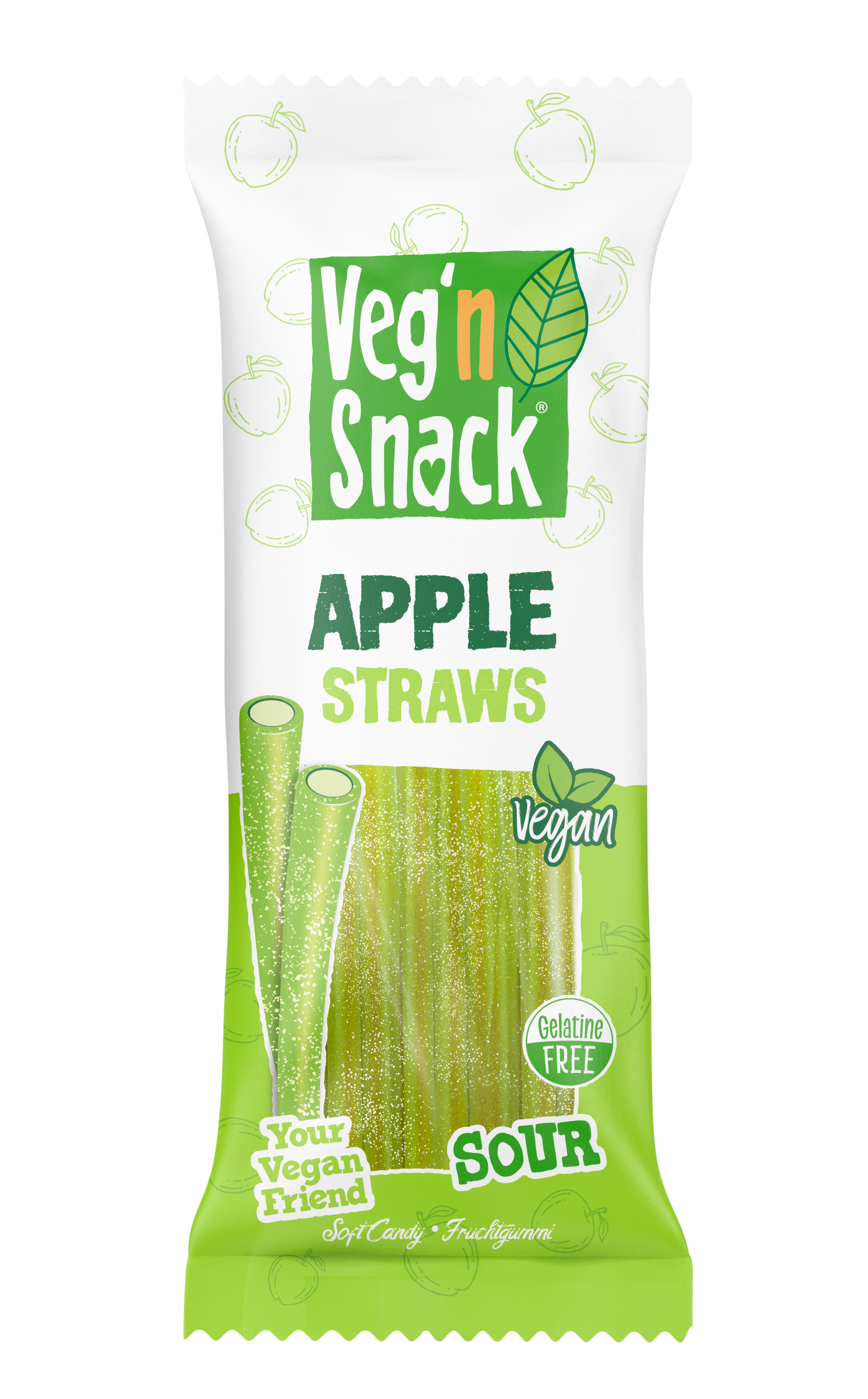 Veg'n Snack Apple Sour Straws 170G