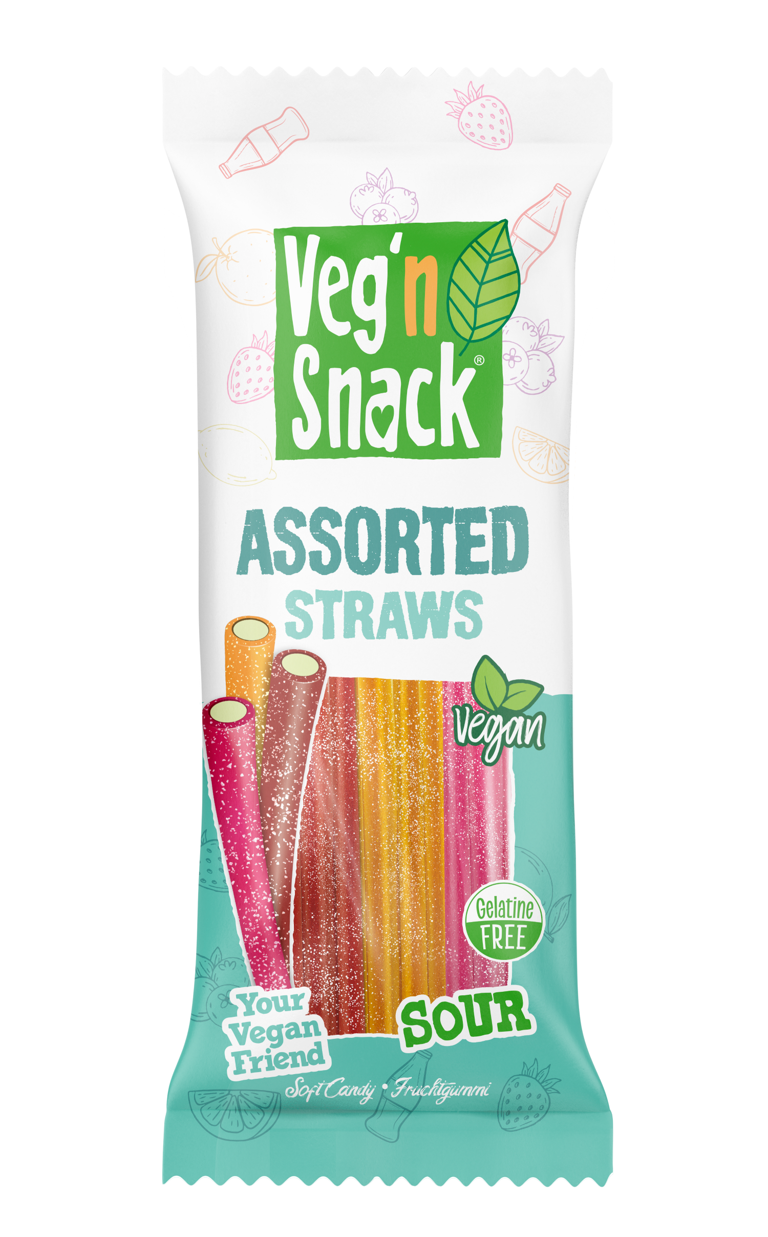 Veg'n Snack Assorted Sour Straws 170G
