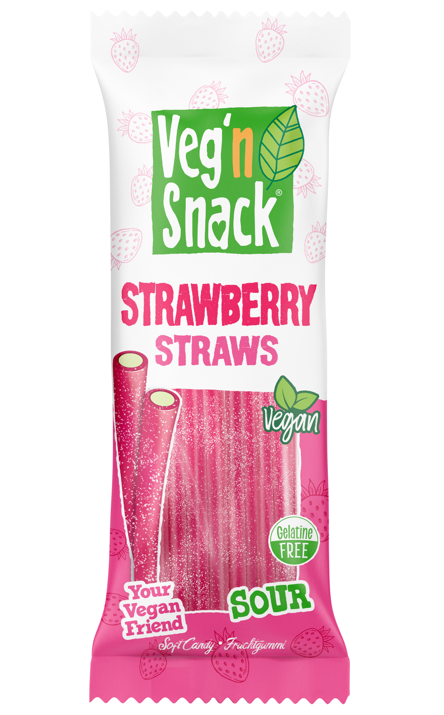 Veg'n Snack Strawberry Sour Straws 170G