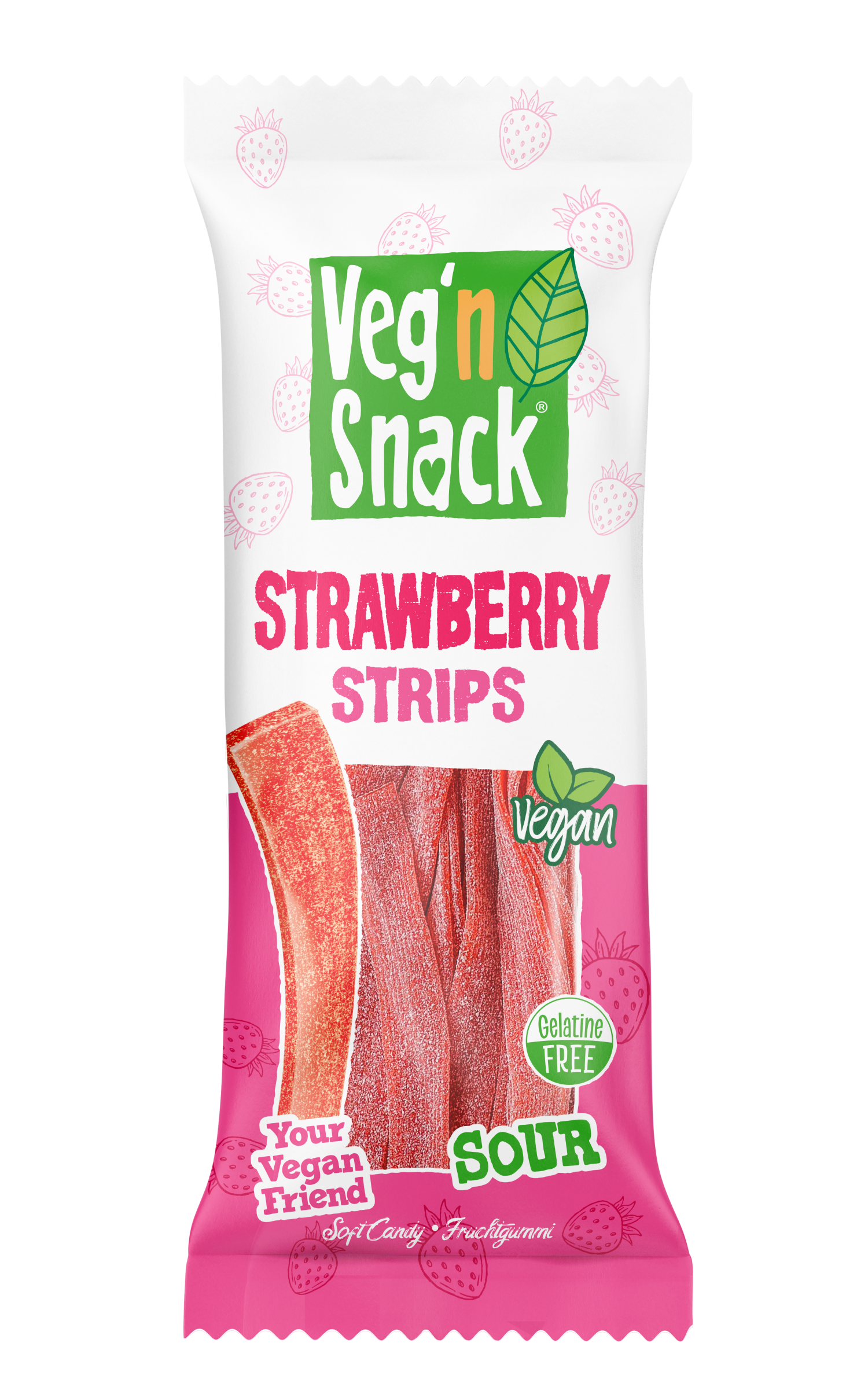 Veg'n Snack Strawberry Sour Strips 170G