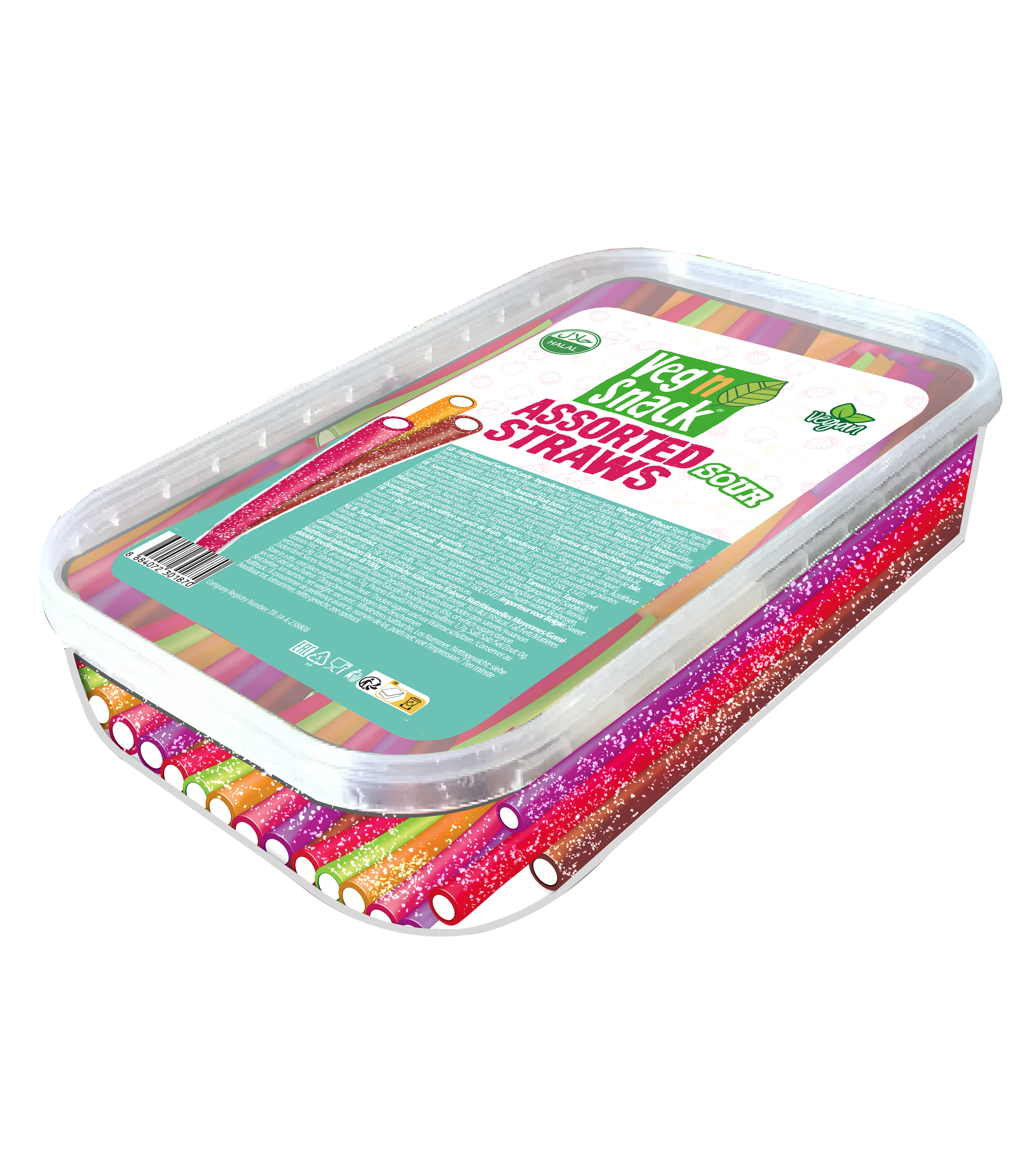 Veg'n Snack Assorted Sour Straws 200G