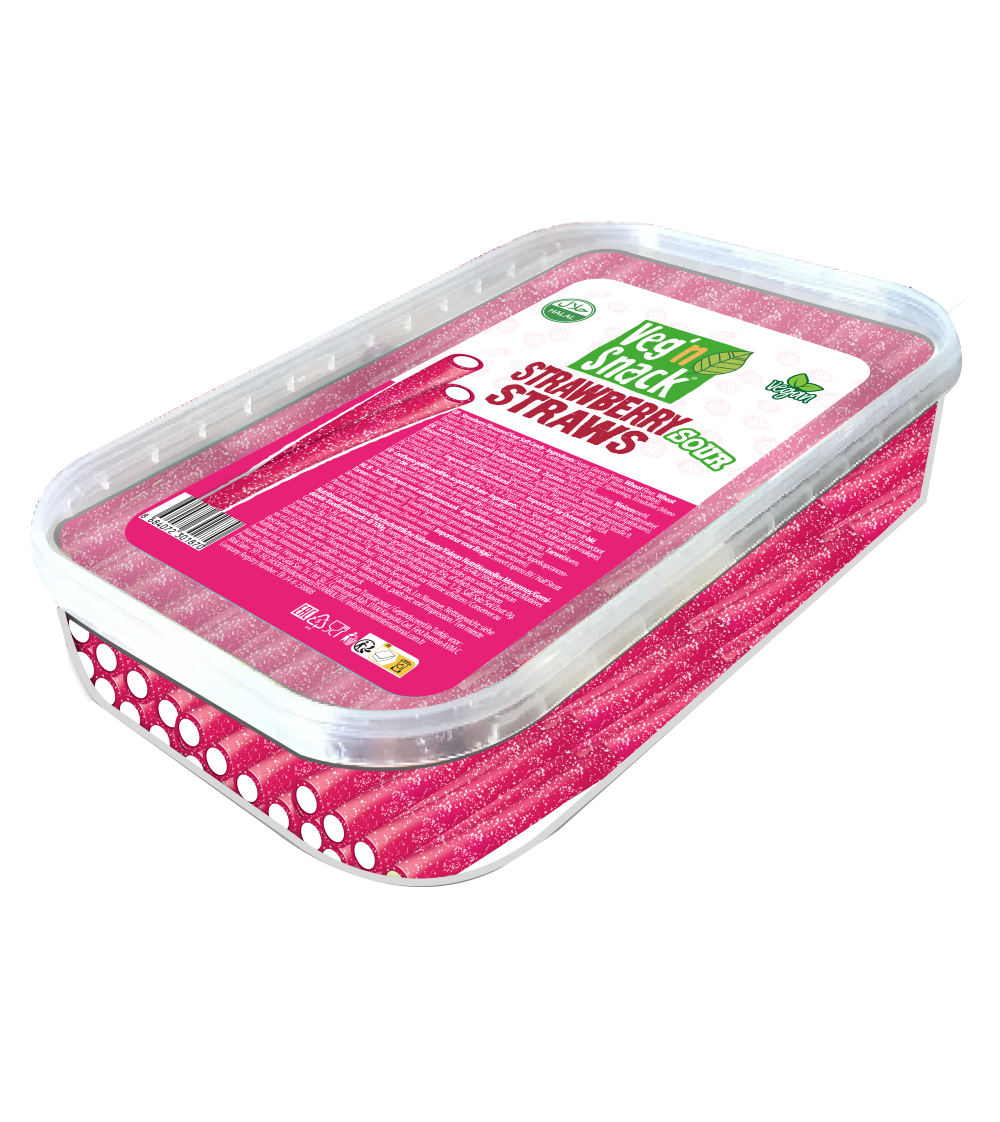 Veg'n Snack Strawberry Sour Straws 200G